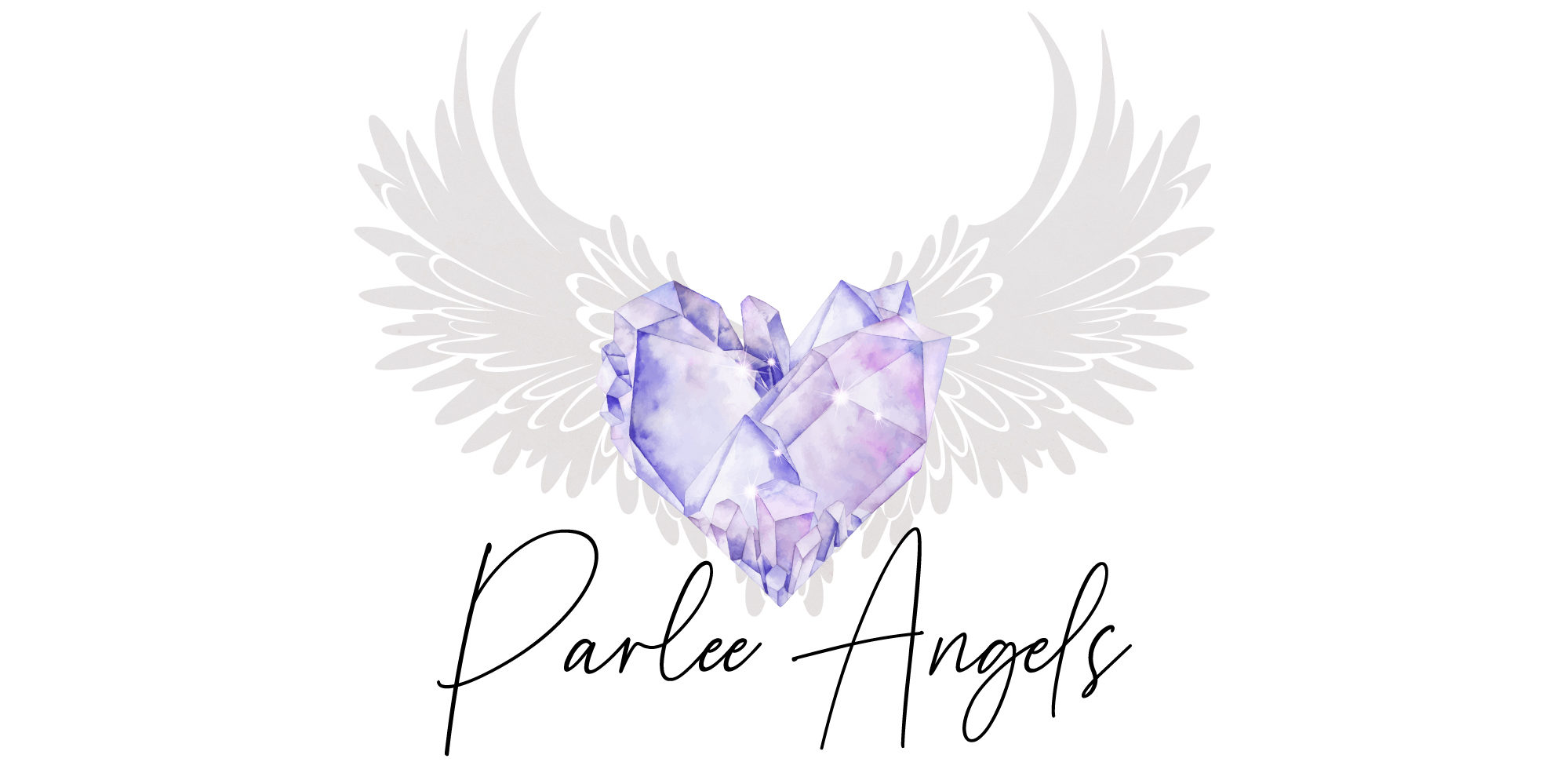 crystal logo with angel wings and text reading Parlee Angels, white background