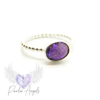 Pearl Wire Ashes Ring ashes ring with purple resin and purple metal leaf, bubble band, cremation jewellery with ashes