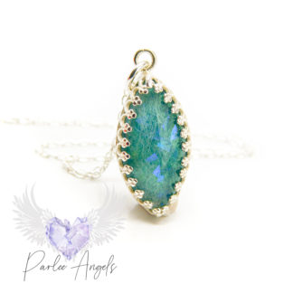 Marquise Hair Necklace mermaid teal marquise necklace. Clear indigo opalescent flakes. White fur which often retains the white colour in resin