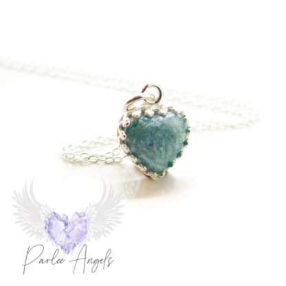 teal ash heart necklace pendant 10mm